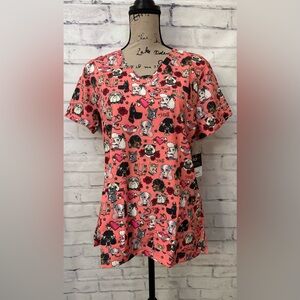 Koi Artist Fluff Limited Ed Rosalie Tattoo Pooch Dogs Scrub Top Vet Med New